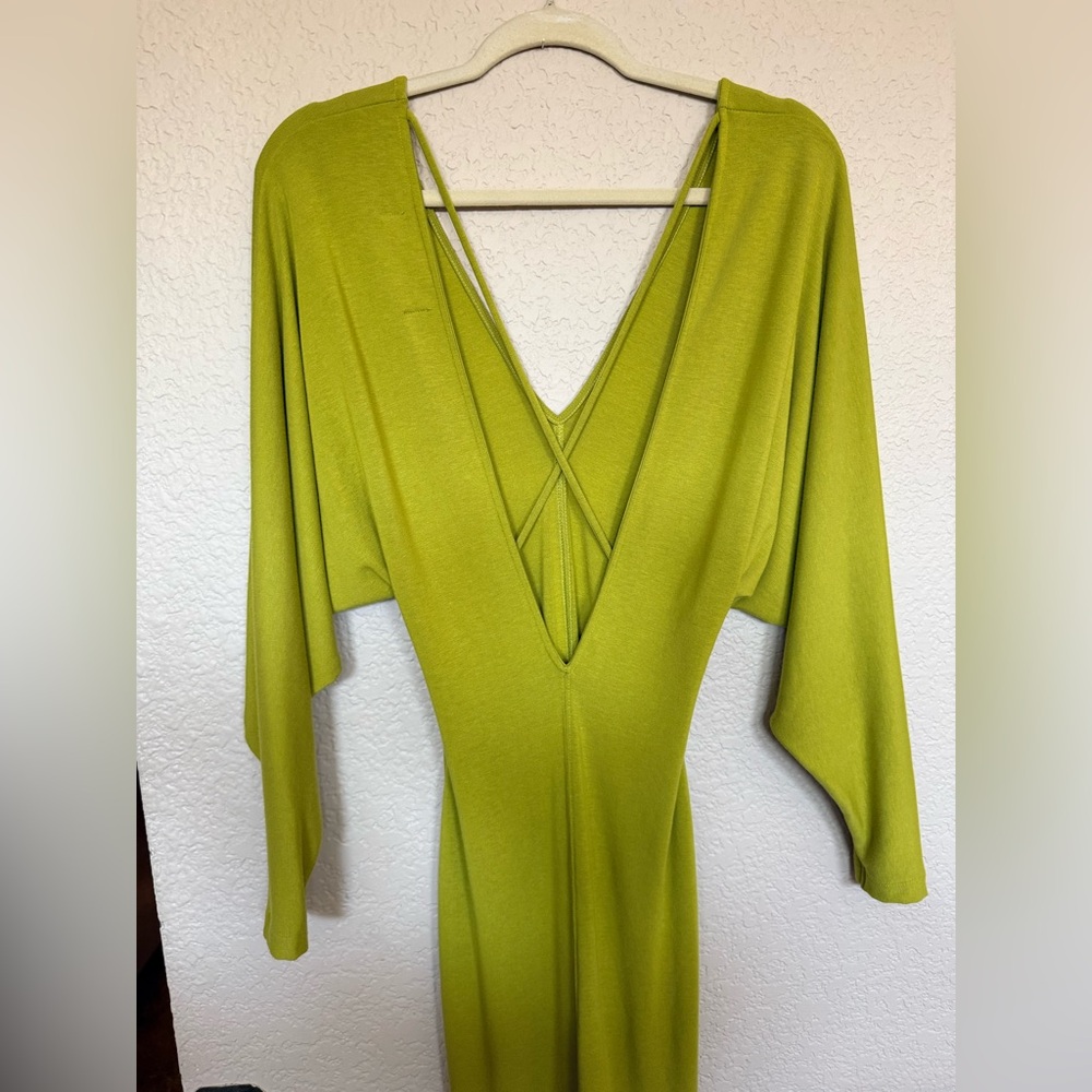 FREE PEOPLE BEACH PAROS MIDI DRESS, GILDED LIME, XSMALL - Picture 6 of 9